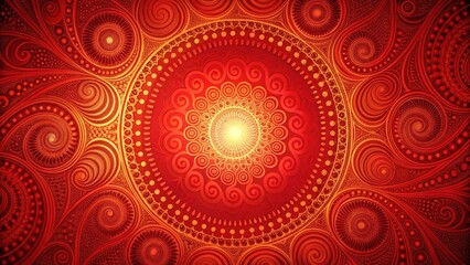 Vibrant red background with swirling geometric shapes and intricate patterns , design, art,  design