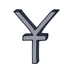 Hand drawn chinese yuan currency symbol. Brush stroke doodle. Single element for design