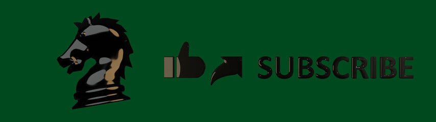 like share subscribe button with black chess knight 