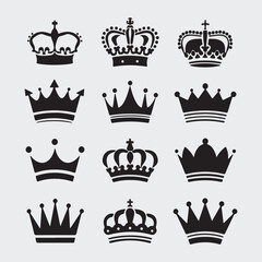 Crown Icons Set  Silhouette