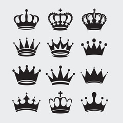 Crown Icons Set  Silhouette
