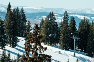 Vail Ski Resort on a Blue Bird Day in the Rocky Mountains of Colorado. 