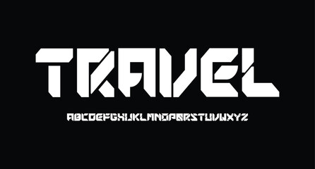 Travel, Modern Bold Font. Regular Italic Number Typography urban style alphabet fonts for fashion, sport, technology, digital, movie, logo design, vector illustration
