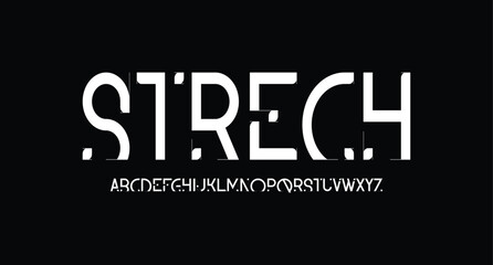 Stretch, Modern Bold Font. Regular Italic Number Typography urban style alphabet fonts for fashion, sport, technology, digital, movie, logo design, vector illustration
