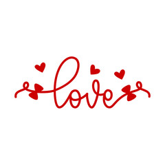 Love valentine typography design on plain white transparent isolated background for card, shirt, hoodie, sweatshirt, apparel, tag, mug, icon, poster or badge