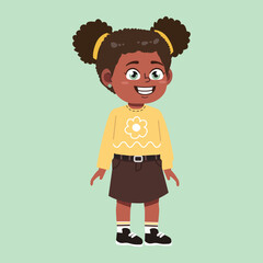 Cute African Black Girl with Afro Hair cartoon smile