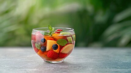 Refreshing Fruit Salad in Glass Bowl