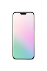 a close up of a phone with a pink and green background