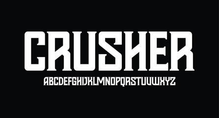 Crusher, Modern Bold Font. Regular Italic Number Typography urban style alphabet fonts for fashion, sport, technology, digital, movie, logo design, vector illustration
