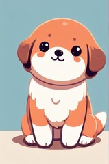 Obraz premium there is a cartoon dog sitting on the floor with a blue background