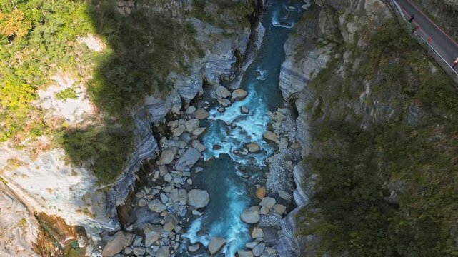 Aerial 4K footage of Taroko National Park in Hualien, Taiwan. It is the most beautiful national park in Taiwan.