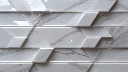 Modern White Marble Geometric 3d Wall Panel Design