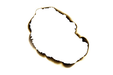 Burned hole on a white paper with clipping path.