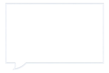 立体的なカクカクした左向きの四角い白色の細いワイヤーの吹き出しフレーム