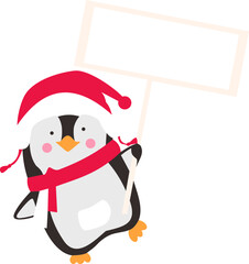 Penguin Holding a Sign