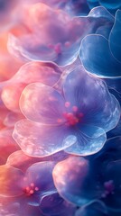 Dreamy Translucent Flower Petals in Blue and Pink Light – Abstract Floral Wallpaper