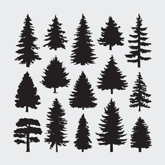 
Pine Tree Set  Silhouette