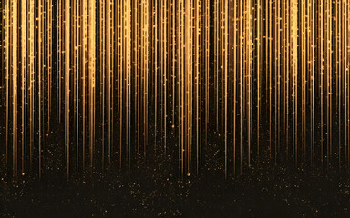 Golden Light Streaks: Abstract background image featuring vertical streaks of shimmering gold light on a deep black backdrop.  Perfect for celebratory, luxurious or elegant designs.