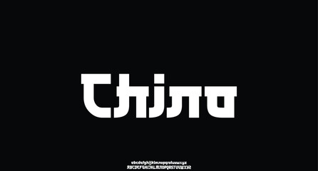 Perfect Asian Japanese modern style vector type font. Typography of Japanese or Chinese modern type fonts
