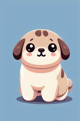 Fototapeta premium cartoon dog sitting on the ground with a blue background