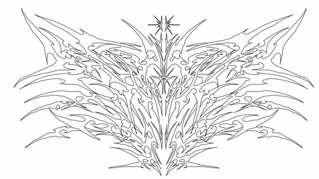symmetrical tribal gothic style vector design with sharp, flowing lines. blackwork illustration. Great for tattoos, metal band logos, album covers, and t-shirt dark themed designs
