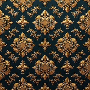 Patr&oacute;n muy lujoso de color azul marino y dorado. Patr&oacute;n de un ambiente aristocr&aacute;tico.La tela, el papel de embalaje y el patr&oacute;n de la habitaci&oacute;n son hermosos.
