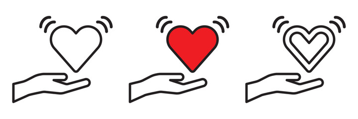 Friendship and love line icons set vector illustration. editable stroke