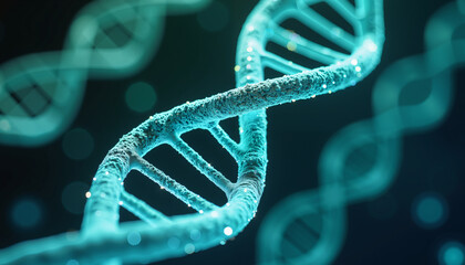 Microscopic View of DNA Helix Genetic Code Turquoise Science Biology Research