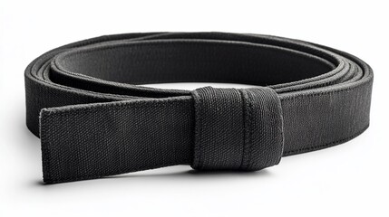 Black martial arts belt, studio shot, white background, achievement