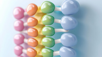 Colorful abstract spheres on pastel background; design concept