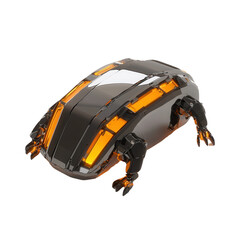 Naklejka premium A sleek robotic device featuring a glossy surface and illuminated accents, resembling a futuristic insect or vehicle.