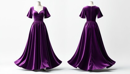Obraz premium Elegant Purple Dresses Mannequin Mockup with Smooth Texture and Rich Color