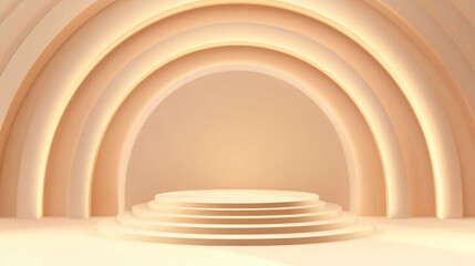 Obraz premium Sleek 3D Rendered Minimal Podium on Abstract Background for Professional Presentations and Branding Visuals