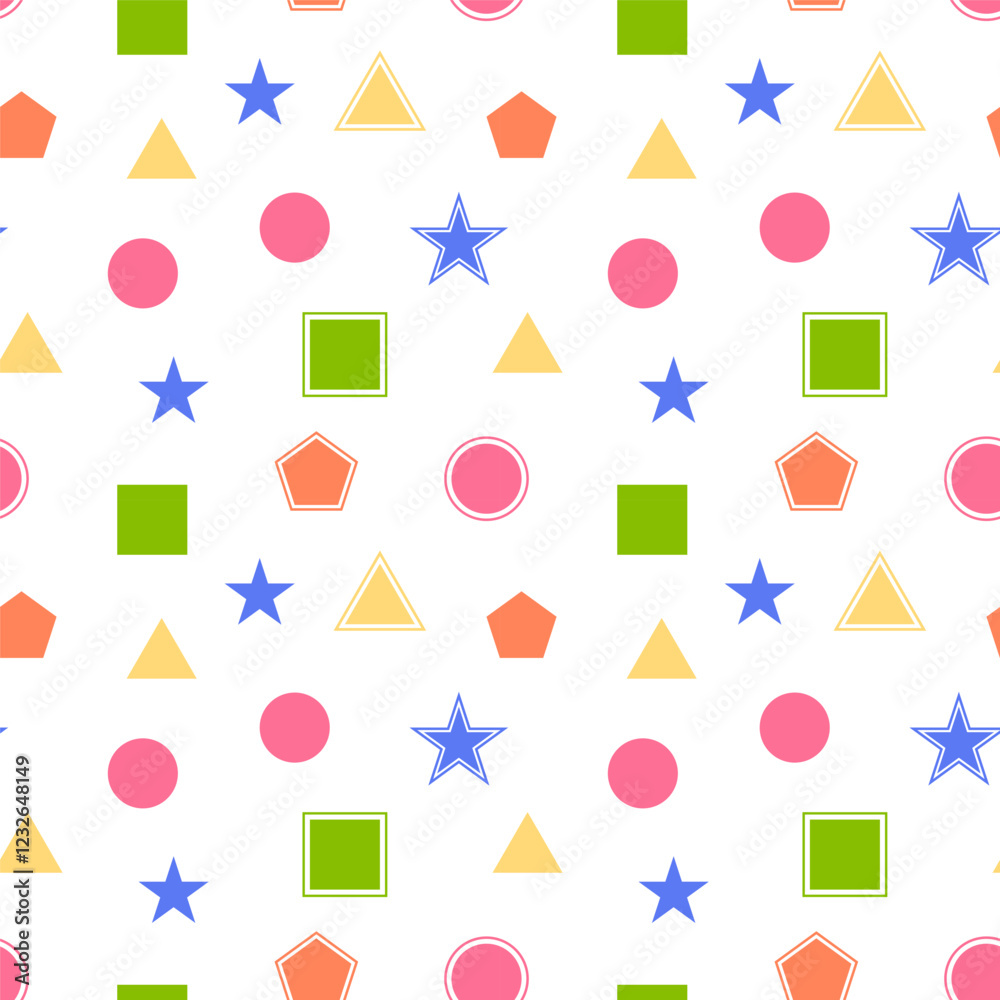 Wall mural geometric seamless pattern.abstract repeat pattern with colorful shape isolated on white background.