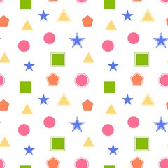 Geometric seamless pattern.Abstract repeat pattern with colorful shape  isolated on white background.Vector graphic illustration wallpaper.