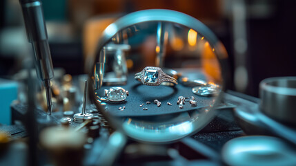 Intricate details of a jeweler workspace captured in macro photography