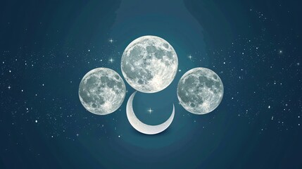 Astrological Moon Phases Forecast Flat Vector Illustration for Enhancing Designs