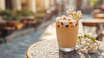 Outdoor iced coffee summer vibe chill