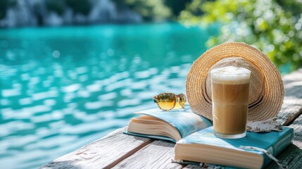 Chill day iced coffee summer vibe lake life