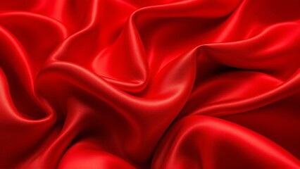 Obraz premium Red silk satin background. Beautiful soft wavy folds on smooth shiny fabric. Anniversary, Christmas, wedding, valentine, event, celebration concept. Red luxury background with copy space for design.