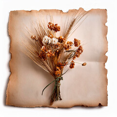Mazzo di fiori si vecchio foglio di carta