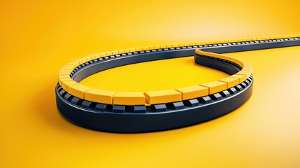 Industrial Conveyor Belt with Bright Yellow Blocks on Vibrant Background
