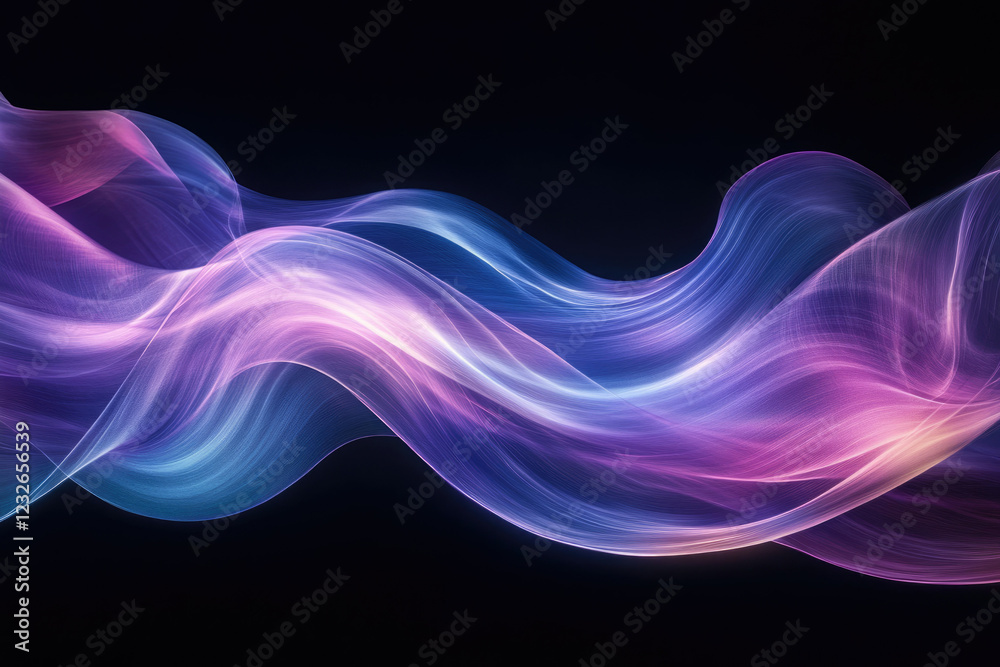 Poster Abstract wave background with glowing particles, elegant and ethereal design.