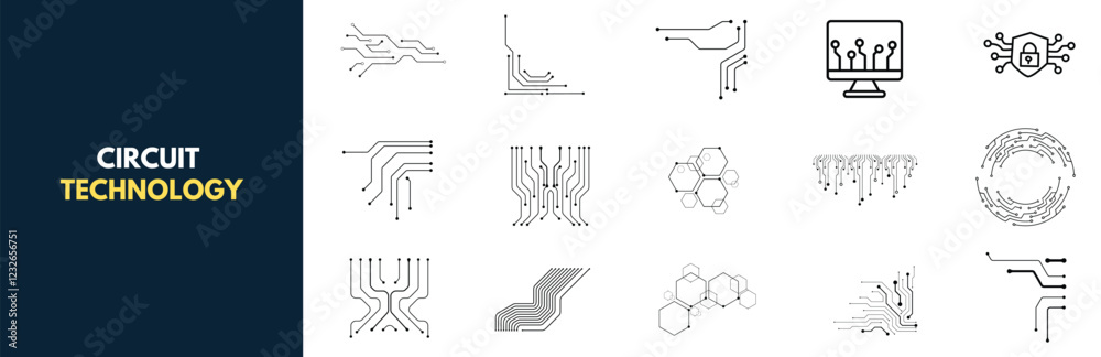 Fototapete set of a printed circuit board. abstract futuristic circuit board design. high-tech digital circuit 