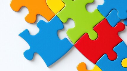 Fototapeta premium Colorful Jigsaw Puzzle Pieces on White Background