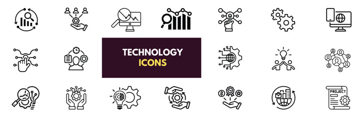 Information Technology icon set. Containing cloud computing, IT manager, big data, data analytics, internet, network security and more. Solid vector icons collection.