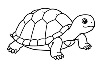 Cute baby Turtle line art silhouette vector.