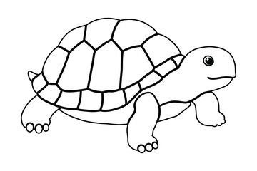 Cute baby Turtle line art silhouette vector illustration graphic.