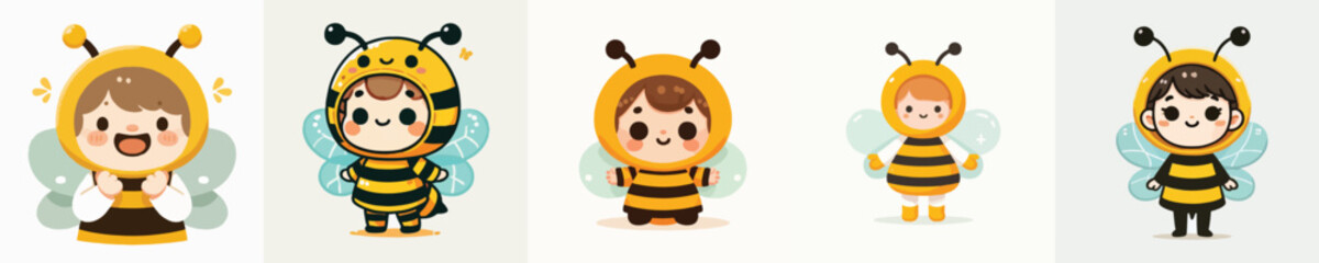 Vector of a cute little boy wearing a bee costume