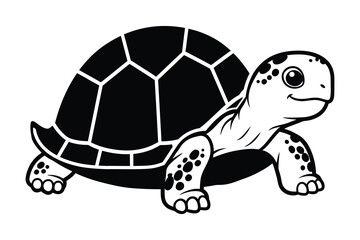 Happy Turtle silhouette vector illustration.